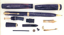 RESTORED 1941 PARKER AZURE PEARL DOUBLE JEWEL VACUMATIC FOUNTAIN PEN SET IN ORIGINAL BOX OFFERED BY ANTIQUE DIGGER
