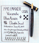 RESTORED 1941 PARKER AZURE PEARL VACUMATIC DEBUTANTE DOUBLE JEWEL FOUNTAIN PEN 