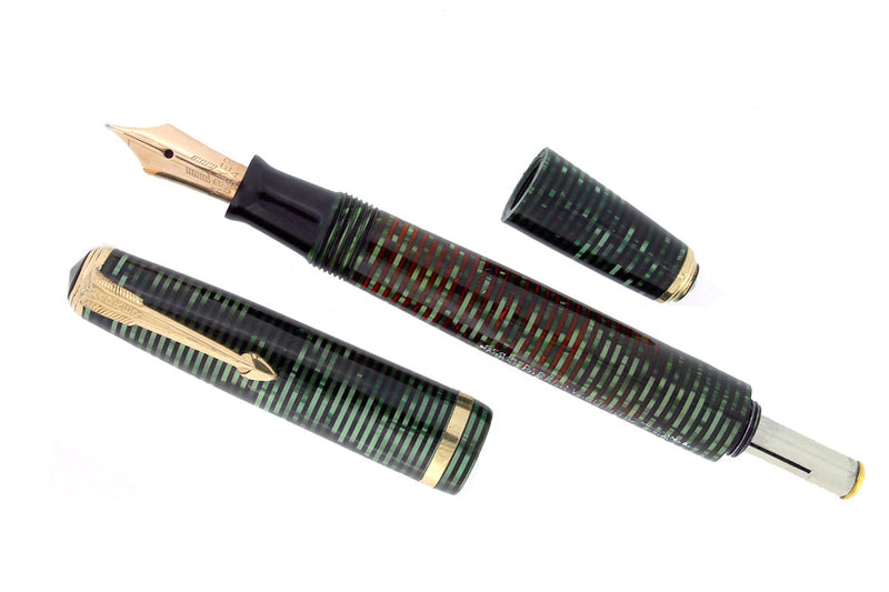 1941 PARKER EMERALD PEARL VACUMATIC DEBUTANTE FOUNTAIN PEN RESTORED OFFERED BY ANTIQUE DIGGER