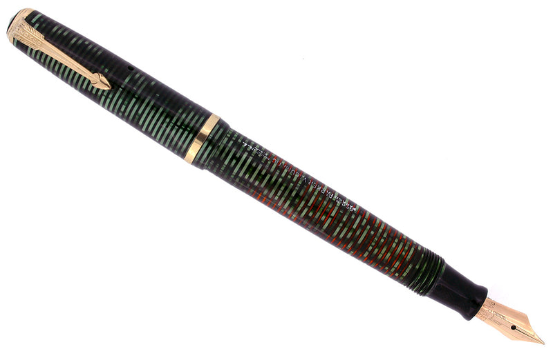 1941 PARKER EMERALD PEARL VACUMATIC DEBUTANTE FOUNTAIN PEN RESTORED OFFERED BY ANTIQUE DIGGER