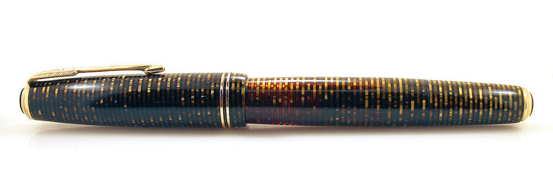 RESTORED 1941 PARKER VACUMATIC DOUBLE JEWEL GOLDEN PEARL CELLULOID FOUNTAIN PEN  OFFERED BY ANTIQUE DIGGER