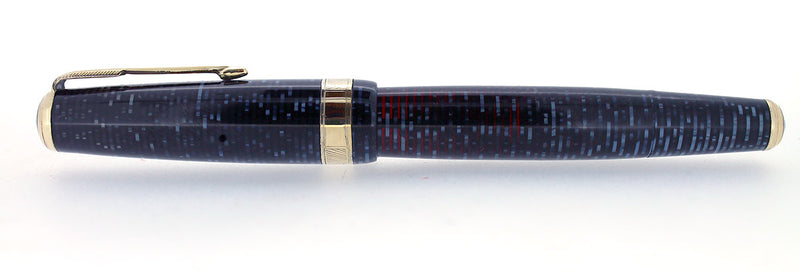 1940-41 PARKER VACUMATIC AZURE PEARL SENIOR MAXIMA DOUBLE JEWEL FOUNTAIN PEN RESTORED OFFERED BY ANTIQUE DIGGER
