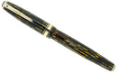 1941 PARKER STRIPED SENIOR DUOFOLD GREEN GOLD CELLULOID FOUNTAIN PEN RESTORED OFFERED BY ANTIQUE DIGGER