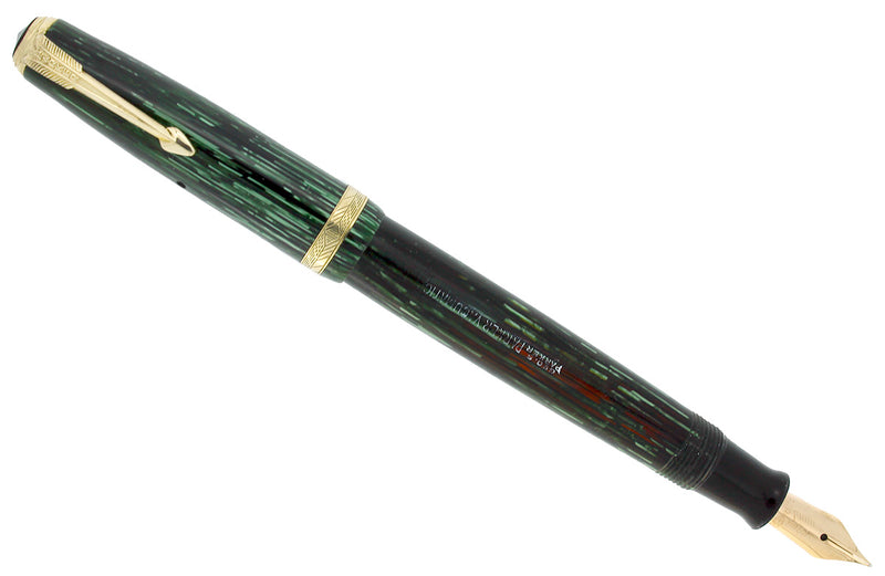 1941 PARKER VACUMATIC JUNIOR DEBUTANTE EMERALD PEARL FOUNTAIN PEN RESTORED OFFERED BY ANTIQUE DIGGER