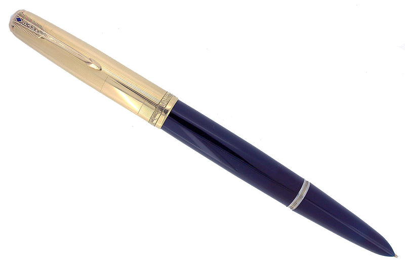 RESTORED 1941 PARKER 51 DOUBLE JEWEL FIRST YEAR CEDAR BLUE FOUNTAIN PEN  OFFERED BY ANTIQUE DIGGER