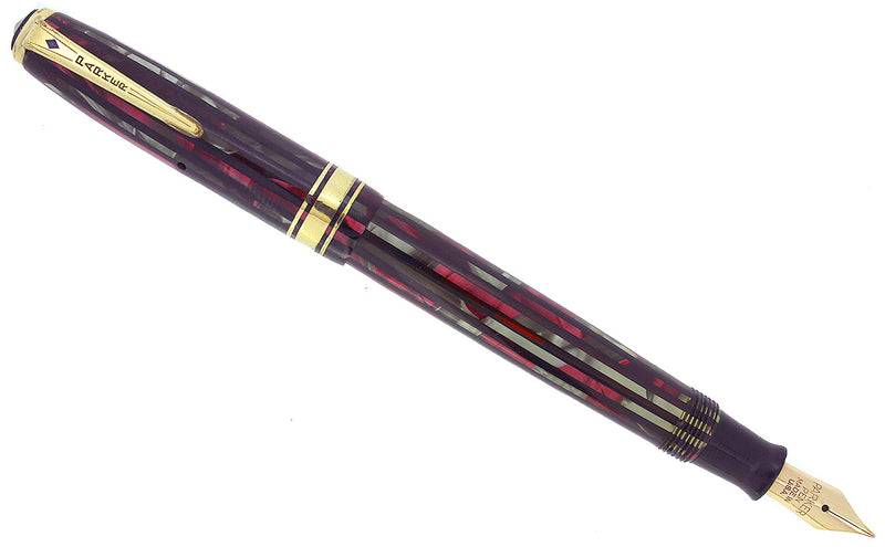1941 PARKER DUOFOLD FOUNTAIN PEN DUSTY ROSE CELLULOID INGENUE SIZE RESTORED OFFERED BY ANTIQUE DIGGER