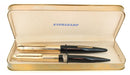 C1942 EVERSHARP SKYLINE GOLD CAP BLACK BARREL FOUNTAIN PEN SET NOS MINT STICKER OFFERED BY ANTIQUE DIGGER