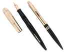 C1942 EVERSHARP SKYLINE GOLD CAP BLACK BARREL FOUNTAIN PEN SET NOS MINT STICKER OFFERED BY ANTIQUE DIGGER