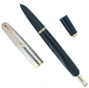 1941 PARKER 51 WEDDING BAND CAP FIRST YEAR DOUBLE JEWEL CEDAR BLUE FOUNTAIN PEN RESTORED OFFERED BY ANTIQUE DIGGER