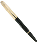 1941 PARKER 51 FIRST YEAR DOUBLE JEWEL GOLD CAP BLACK BARREL FOUNTAIN PEN RESTORED OFFERED BY ANTIQUE DIGGER