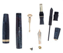 1941 PARKER VACUMATIC AZURE PEARL DOUBLE JEWEL LONG MAJOR FOUNTAIN PEN RESTORED