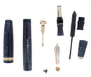 1941 PARKER VACUMATIC AZURE PEARL DOUBLE JEWEL LONG MAJOR FOUNTAIN PEN RESTORED