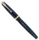 1941 PARKER VACUMATIC AZURE PEARL DOUBLE JEWEL LONG MAJOR FOUNTAIN PEN RESTORED OFFERED BY ANTIQUE DIGGER