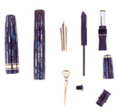 1941 PARKER 1ST GEN SENIOR STRIPED DUOFOLD BLUE GRAY FOUNTAIN PEN RESTORED OFFERED BY ANTIQUE DIGGER