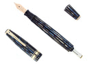 1941 PARKER 1ST GEN SENIOR STRIPED DUOFOLD BLUE GRAY FOUNTAIN PEN RESTORED OFFERED BY ANTIQUE DIGGER