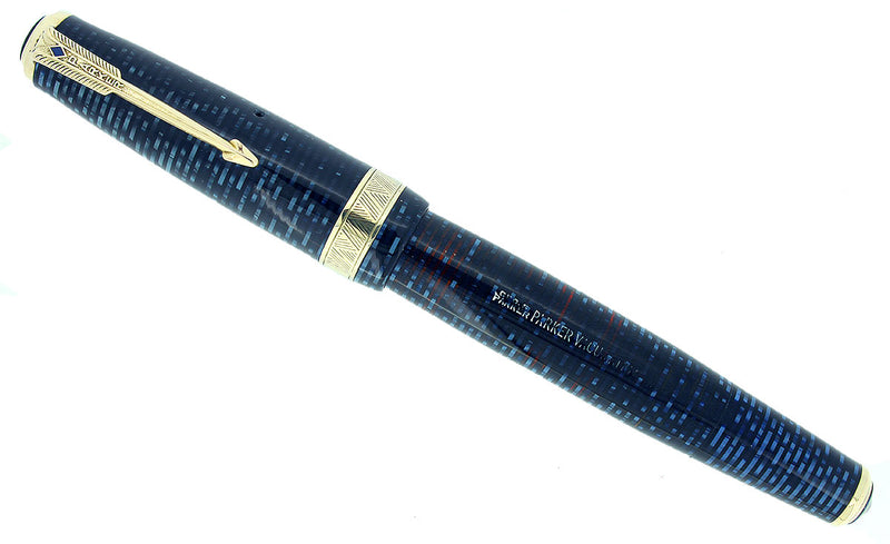 SCARCE 1941 PARKER VACUMATIC SENIOR MAXIMA AZURE PEARL DJ FOUNTAIN PEN RESTORED OFFERED BY ANTIQUE DIGGER