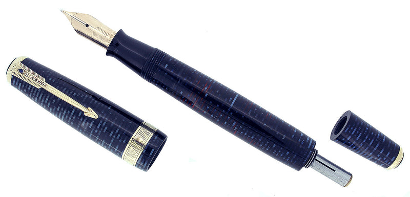 SCARCE 1941 PARKER VACUMATIC SENIOR MAXIMA AZURE PEARL DJ FOUNTAIN PEN RESTORED OFFERED BY ANTIQUE DIGGER