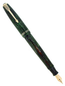 1941 PARKER EMERALD DOUBLE JEWEL VACUMATIC SHADOW WAVE FOUNTAIN PEN RESTORED OFFERED BY ANTIQUE DIGGER