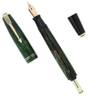 1941 PARKER EMERALD DOUBLE JEWEL VACUMATIC SHADOW WAVE FOUNTAIN PEN RESTORED OFFERED BY ANTIQUE DIGGER