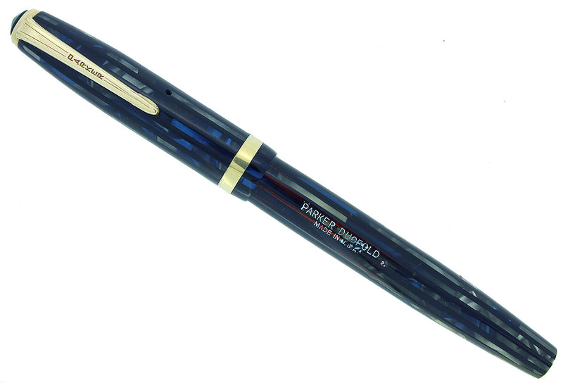 1942 PARKER BLUE GRAY DUOFOLD FOUNTAIN PEN STANDARD SIZE RESTORED OFFERED BY ANTIQUE DIGGER