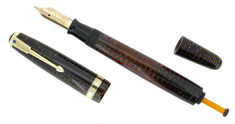 1942 PARKER GOLDEN PEARL VACUMATIC FOUNTAIN PEN LONG MAJOR RESTORED - COLLECTOR ALERT OFFERED BY ANTIQUE DIGGER