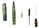 C1943 EVERSHARP SKYLINE GREEN EMERALD MOIRE CELLULOID FOUNTAIN PEN RESTORED OFFERED BY ANTIQUE DIGGER