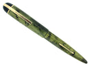 C1943 EVERSHARP SKYLINE GREEN EMERALD MOIRE CELLULOID FOUNTAIN PEN RESTORED OFFERED BY ANTIQUE DIGGER
