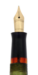 C1943 EVERSHARP SKYLINE GREEN EMERALD MOIRE CELLULOID FOUNTAIN PEN RESTORED OFFERED BY ANTIQUE DIGGER