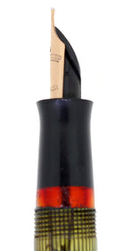 C1943 EVERSHARP SKYLINE GREEN EMERALD MOIRE CELLULOID FOUNTAIN PEN RESTORED OFFERED BY ANTIQUE DIGGER