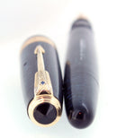 1942 PARKER VACUMATIC AZURE PEARL WIDE JEWELER CAP BAND FOUNTAIN PEN RESTORED OFFERED BY ANTIQUE DIGGER