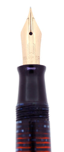 1942 PARKER VACUMATIC AZURE PEARL WIDE JEWELER CAP BAND FOUNTAIN PEN RESTORED OFFERED BY ANTIQUE DIGGER