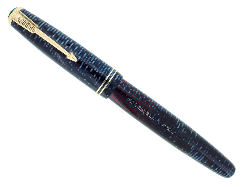 1942 PARKER AZURE PEARL VACUMATIC MED 14K NIB FOUNTAIN PEN RESTORED EXCELLENT OFFERED BY ANTIQUE DIGGER