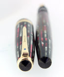 1942 PARKER STRIPED DUOFOLD SENIOR DUSTY ROSE BLUE DIAMOND FOUNTAIN PEN RESTORED OFFERED BY ANTIQUE DIGGER