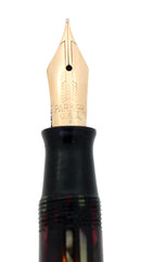 1942 PARKER STRIPED DUOFOLD SENIOR DUSTY ROSE BLUE DIAMOND FOUNTAIN PEN RESTORED OFFERED BY ANTIQUE DIGGER