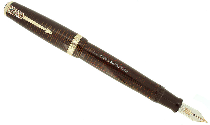 SCARCE 1942 PARKER VACUMATIC SENIOR MAXIMA GOLDEN PEARL FOUNTAIN PEN RESTORED OFFERED BY ANTIQUE DIGGER