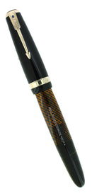 1942 PARKER VACUMATIC SENIOR MAXIMA JET BLACK SINGLE JEWEL FOUNTAIN PEN RESTORED OFFERED BY ANTIQUE DIGGER