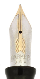 1942 PARKER VACUMATIC SENIOR MAXIMA JET BLACK SINGLE JEWEL FOUNTAIN PEN RESTORED OFFERED BY ANTIQUE DIGGER