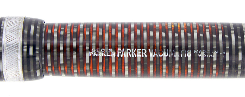 1942 PARKER SILVER PEARL VACUMATIC MAJOR FOUNTAIN PEN XXF-M FLEX NIB RESTORED OFFERED BY ANTIQUE DIGGER