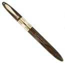 C1942 SHEAFFER GOLDEN BROWN TRIUMPH LIFETIME NIB FOUNTAIN PEN PLUNGER FILLER RESTORED OFFERED BY ANTIQUE DIGGER