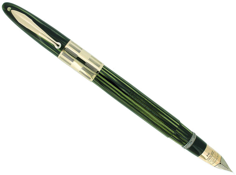 C1942 SHEAFFER MARINE GREEN TRIUMPH LIFETIME FOUNTAIN PEN PLUNGER FILL RESTORED OFFERED BY ANTIQUE DIGGER