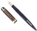 C1942 EVERSHARP SKYLINE RED GREEN CAP NAVY BLUE BARREL FOUNTAIN PEN RESTORED OFFERED BY ANTIQUE DIGGER
