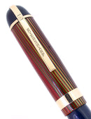 C1942 EVERSHARP SKYLINE RED GREEN CAP NAVY BLUE BARREL FOUNTAIN PEN RESTORED OFFERED BY ANTIQUE DIGGER
