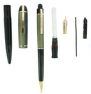 C1942 EVERSHARP SKYLINE GREEN BLUE CAP BLACK BARREL FOUNTAIN PEN PENCIL SET NEAR MINT OFFERED BY ANTIQUE DIGGER