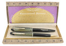 C1942 EVERSHARP SKYLINE GREEN BLUE CAP BLACK BARREL FOUNTAIN PEN PENCIL SET NEAR MINT OFFERED BY ANTIQUE DIGGER