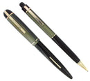 C1942 EVERSHARP SKYLINE GREEN BLUE CAP BLACK BARREL FOUNTAIN PEN PENCIL SET NEAR MINT OFFERED BY ANTIQUE DIGGER