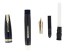 CIRCA 1942 WATERMAN 100 YEAR OVERSIZE BLUE RIBBED FOUNTAIN PEN F-BB SEMI-FLEX NIB RESTORED OFFERED BY ANTIQUE DIGGER