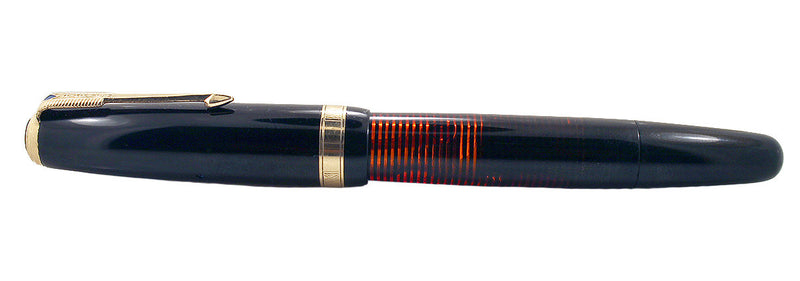 1943 PARKER VACUMATIC JET BLACK CELLULOID FOUNTAIN PEN WITH F to B NIB RESTORED OFFER BY ANTIQUE DIGGER