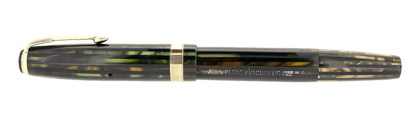 1943 PARKER GREEN GOLD VACUFOLD VACUMATIC DUOFOLD FOUNTAIN PEN RESTORED SCARCE OFFERED BY ANTIQUE DIGGER