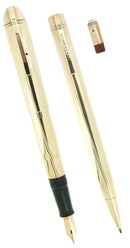 C1943 EVERSHARP COMMAND PERFORMANCE 14K GOLD SKYLINE FOUNTAIN PEN & PENCIL SET RESTORED OFFERED BY ANTIQUE DIGGER