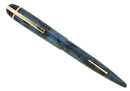 CIRCA 1943 EVERSHARP SKYLINE BLUE MOIRE CELLULOID FOUNTAIN PEN RESTORED OFFERED BY ANTIQUE DIGGER